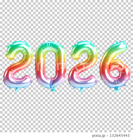 3d Illustration of Rainbow 2026 Balloon Numbers on transparent Background 3d Illustration of Rainbow 2026 Balloon Numbers on transparent Background 132645443