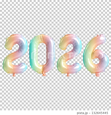 3d Illustration of Rainbow 2026 Balloon Numbers on transparent Background 3d Illustration of Rainbow 2026 Balloon Numbers on transparent Background 132645445