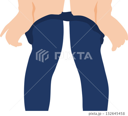 ジーパンを脱いでいる女性の足のイラスト ジーパンを脱いでいる女性の足のイラスト 132645458