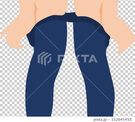 ジーパンを脱いでいる女性の足のイラスト ジーパンを脱いでいる女性の足のイラスト 132645458