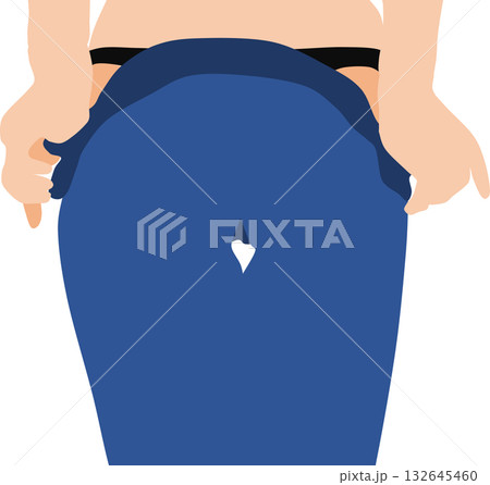 ジーパンを脱いでいる女性の足のイラスト ジーパンを脱いでいる女性の足のイラスト 132645460