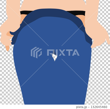 ジーパンを脱いでいる女性の足のイラスト ジーパンを脱いでいる女性の足のイラスト 132645460