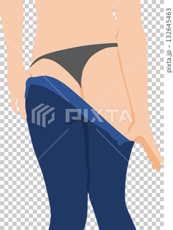 Illustration of a woman's legs taking off jeans Illustration of a woman's legs taking off jeans 132645463