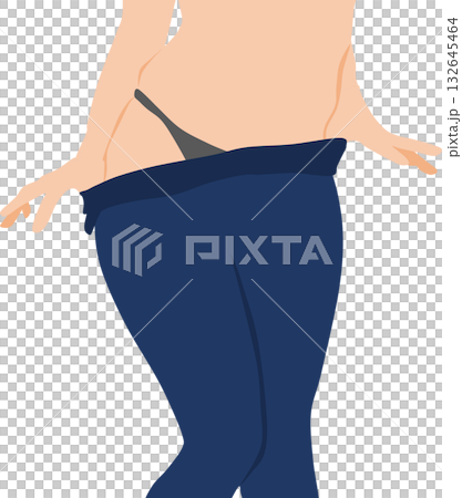 Illustration of a woman's legs taking off jeans 132645464