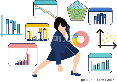 データを分析するイラスト データを分析するイラスト 132645607