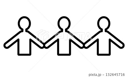三人並んでいるシンプルなイラスト 132645716