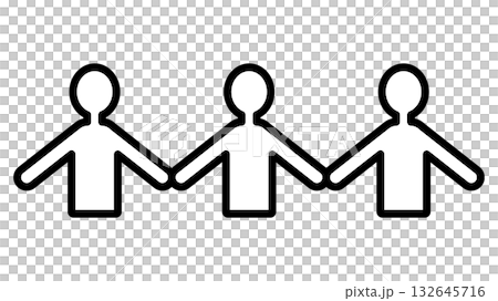 三人並んでいるシンプルなイラスト 132645716