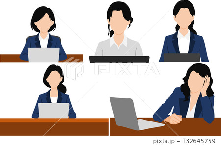 ビジネスウーマンのイラスト	 132645759