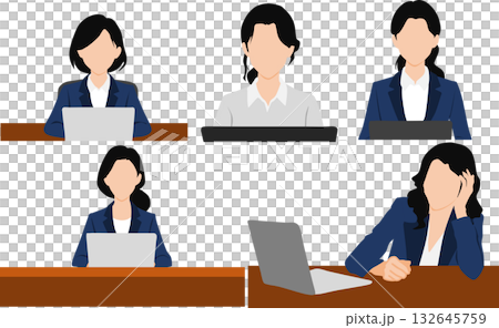 ビジネスウーマンのイラスト	 132645759