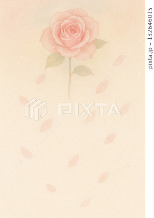 薔薇シリーズ：一輪の薔薇が咲くトップ型構図 132646015