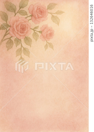 薔薇シリーズ：上部の枝に咲く薔薇と光 132646016