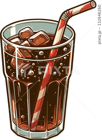 ストローのコーラのイラスト 132646260