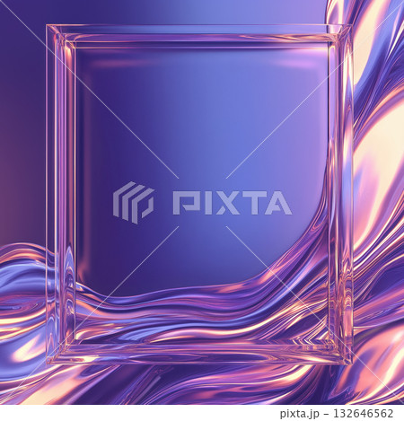 Shine and glossy theme background on square template with frame and copy space for text in purple color tone. 132646562