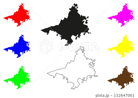 Colima city (United Mexican States, Mexico, Colima State) map vector illustration, scribble sketch Colima map 132647001