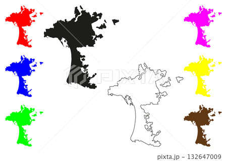 Ensenada city (United Mexican States, Mexico, Baja California State) map vector illustration, scribble sketch Ensenada map 132647009