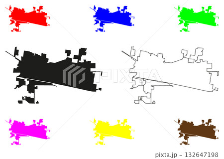 Rio Bravo city (United Mexican States, Mexico, Tamaulipas State) map vector illustration, scribble sketch Ciudad Rio Bravo map 132647198