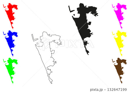 Rosarito city (United Mexican States, Mexico, Baja California State) map vector illustration, scribble sketch Rosarito map Rosarito city (United Mexican States, Mexico, Baja California State) map vector illustration, scribble sketch Rosarito map 132647199