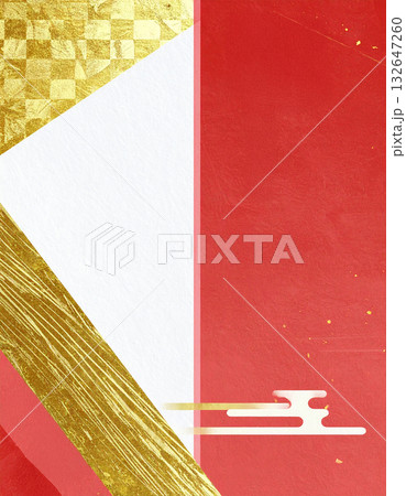 和紙に輝く赤白と金が彩るモダンな慶賀の正月イメージ背景 和紙に輝く赤白と金が彩るモダンな慶賀の正月イメージ背景 132647260