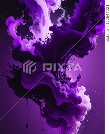 毒々しい紫と漆黒のインクが描く不穏な雰囲気の背景 毒々しい紫と漆黒のインクが描く不穏な雰囲気の背景 132647321