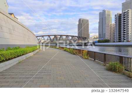 千住隅田川テラスから見る風景(常磐新線隅田川橋梁) 千住隅田川テラスから見る風景(常磐新線隅田川橋梁) 132647540
