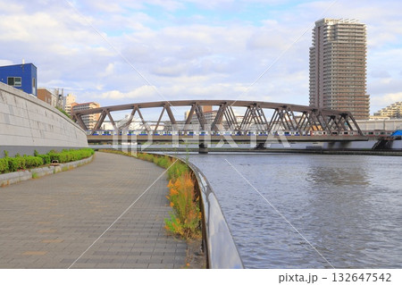 千住隅田川テラスから見る風景（常磐新線隅田川橋梁） 132647542