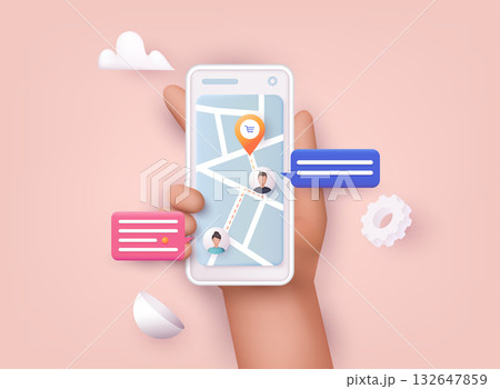 Hand holding mobile smart phone with mail app. Mail service concept. Hand holding mobile smart phone with mail app. Mail service concept. 132647859