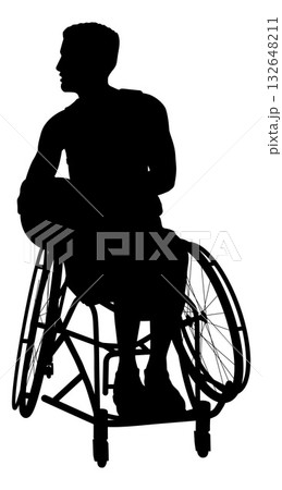 Basketball Wheelchair Man Basketballer Silhouette Basketball Wheelchair Man Basketballer Silhouette 132648211