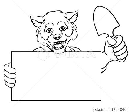Gardener Wolf Cartoon Tool Handyman Mascot 132648403