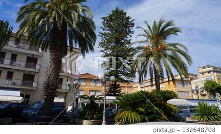 Sanremo, Italy - Facades of building at central street of Sanremo Sanremo, Italy - Facades of building at central street of Sanremo 132648708