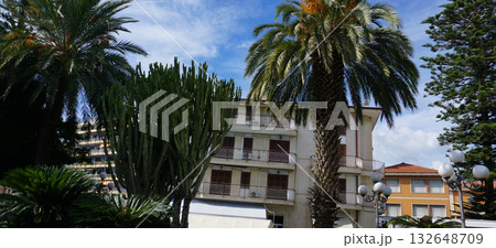 Sanremo, Italy - Facades of building at central street of Sanremo Sanremo, Italy - Facades of building at central street of Sanremo 132648709