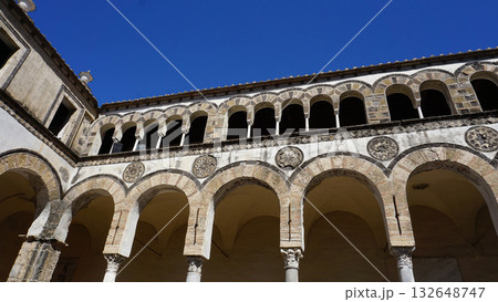 Courtyard inside Salerno Cathedral facing the main door at Salerno, Italy 132648747