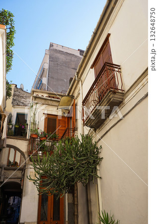 Facade of old building at old town at Salerno, Italy 132648750