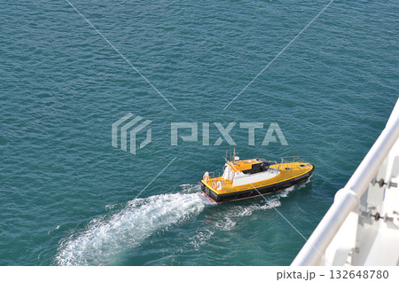Coastal safety, salvage and rescue boat at sea 132648780