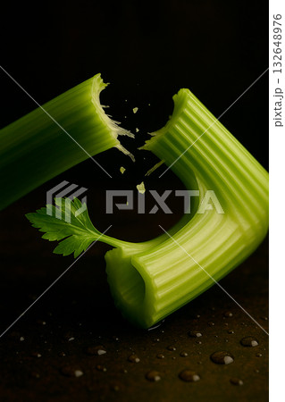 折れたセロリの断面とみずみずしさ 132648976