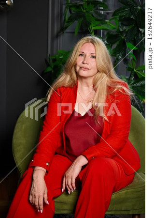 elegant confident leader, confident caucasian woman with poised expression and leadership aura elegant confident leader, confident caucasian woman with poised expression and leadership aura 132649217