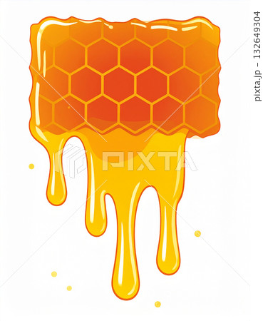滴り落ちる黄金の蜂蜜がハニカム構造からあふれるとろける美味しさ 滴り落ちる黄金の蜂蜜がハニカム構造からあふれるとろける美味しさ 132649304