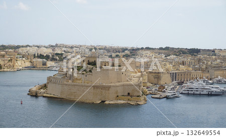 Beautiful view of Valletta with Saint Angelo Fortress, capital city of Malta 132649554