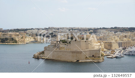 Beautiful view of Valletta with Saint Angelo Fortress, capital city of Malta 132649557