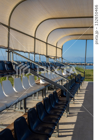 Empty tribune of a football stadium, Corfu (Korfu), Greece 132650466
