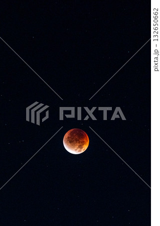 皆既月食と星空_縦 132650662