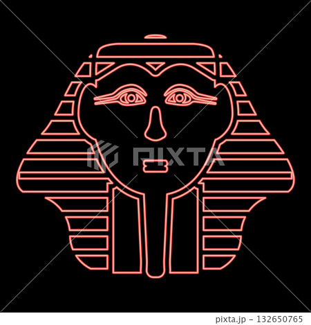 Neon head pharaoh cop faro mask red color vector illustration image flat style 132650765