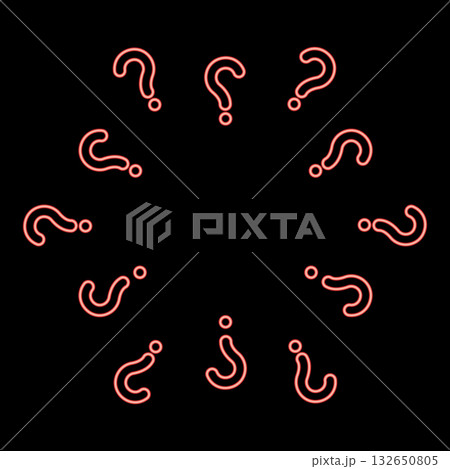 Neon signs of questions Sign question red color vector illustration image flat style Neon signs of questions Sign question red color vector illustration image flat style 132650805