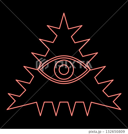 Neon mason symbol occult emblem of masonic...のイラスト素材 [132650809] - PIXTA
