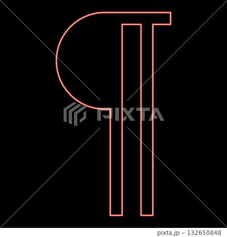Neon paragraph sign Editable pilcrow text symbol typing element red color vector illustration image flat style 132650848