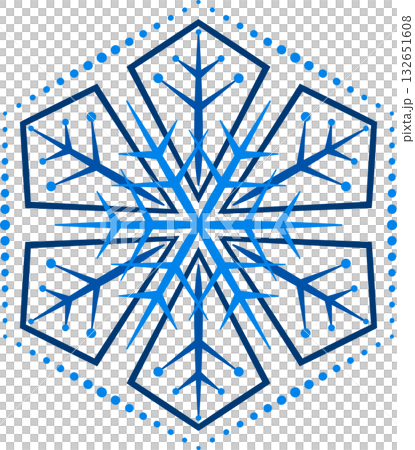 Ornate blue snowflake on white background. Ornamental winter fantasy design element. Elegant geometric mandala star 132651608