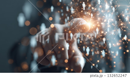 Futuristic Corporate Collaboration with Digital Network Visualization 132652247