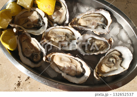 fresh oysters as luxury gourmet food for celebration 132652537