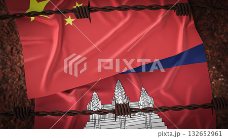 The China and Cambodia flag for Background concept 3d rendering. The China and Cambodia flag for Background concept 3d rendering. 132652961