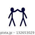 Two stick figures joining hands in solidarity  132653029