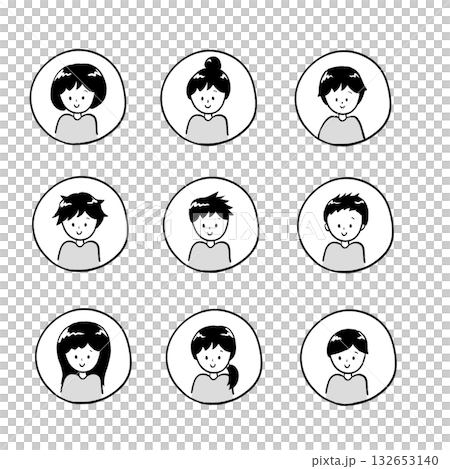 Monochrome illustration of a simple face icon 132653140